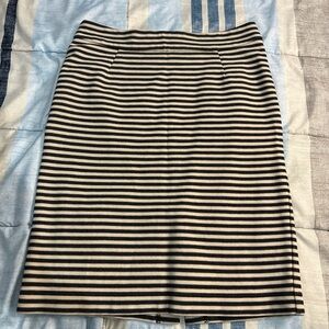 Banana Republic Black and Cream Striped Pencil Skirt